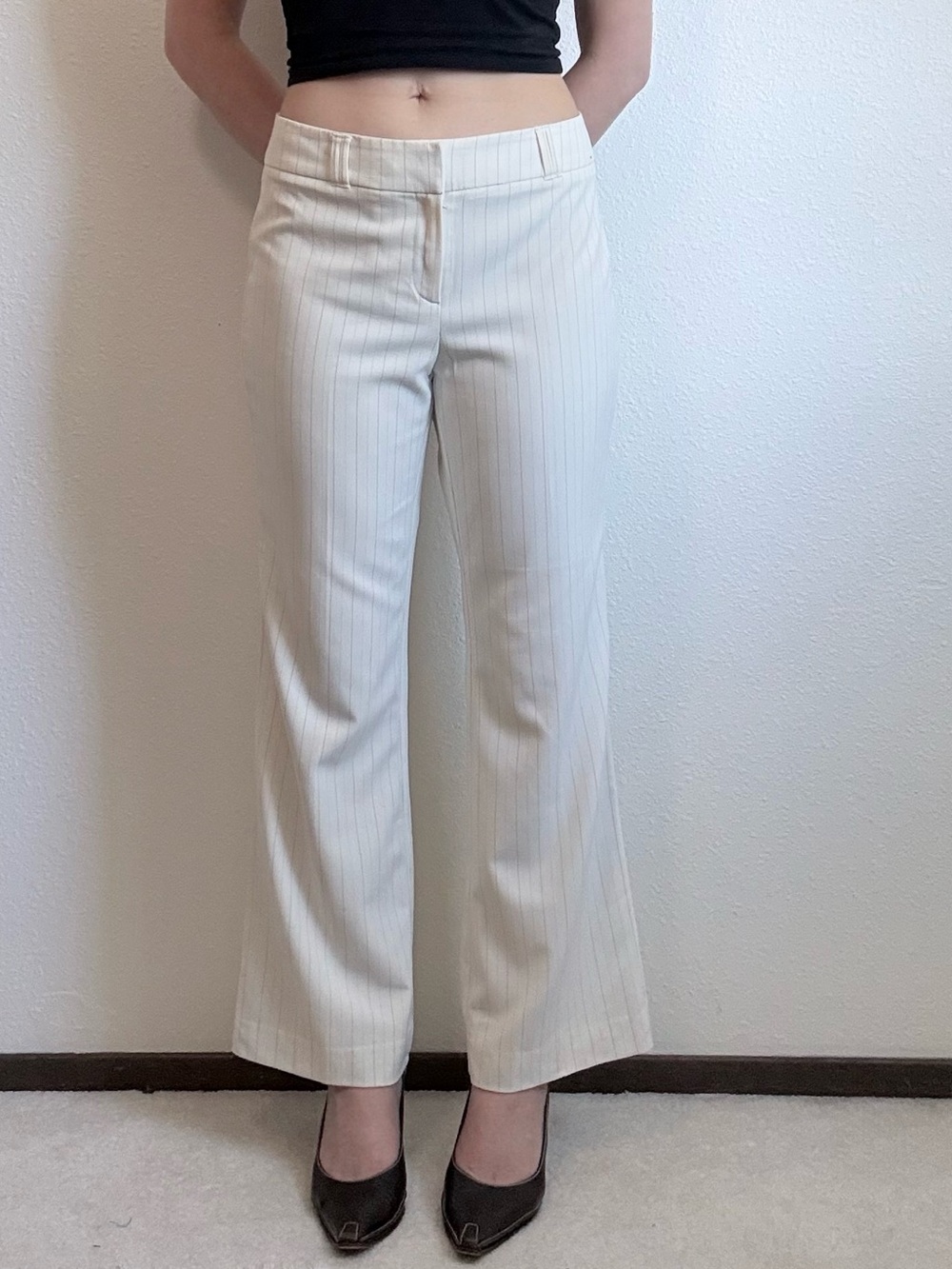 Y2K New York & Co Low Rise Pinstripe Bootcut Trousers Minimalist Office Siren